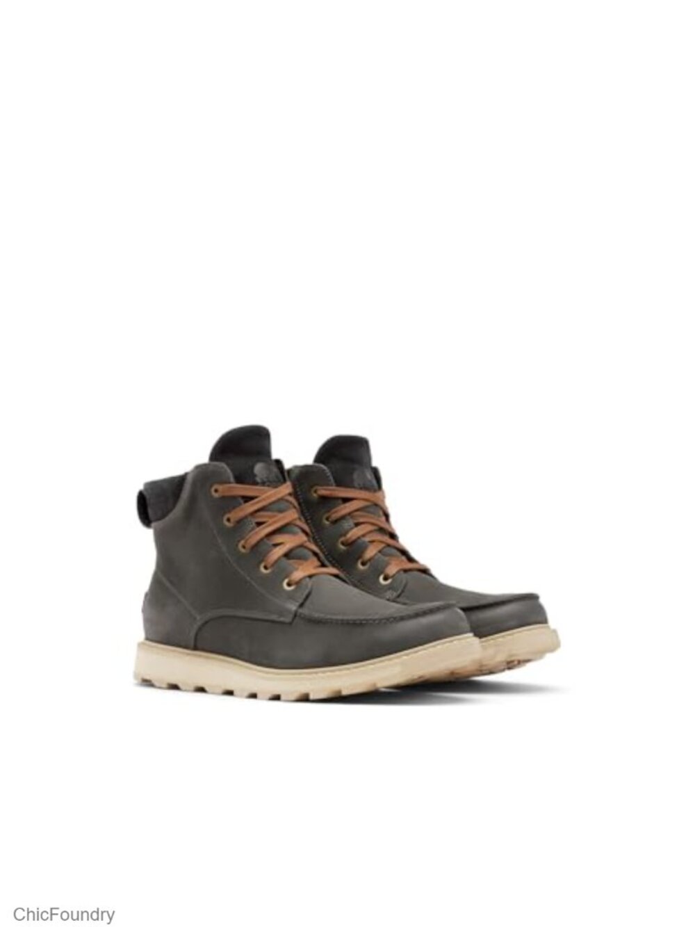 Waterproof Nubuck Leather Moc Toe Boots Calf High EVERTREAD Rubber